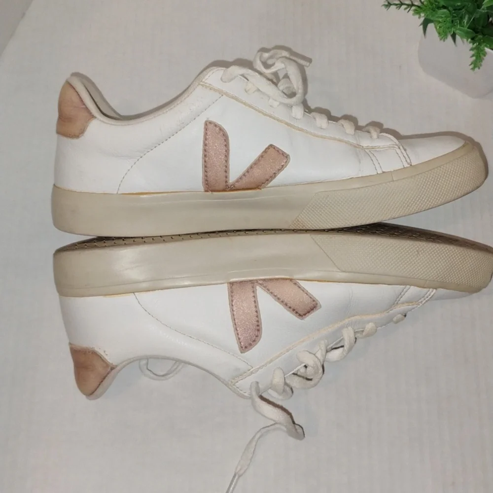 Veja Campo Leather Sneakers. Womens size 9. White & Light Copper in color. - Picture 3 of 13